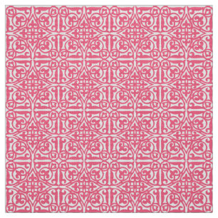 Tissu Damas médiéval Fleur-de-lis, corail rose & blanc