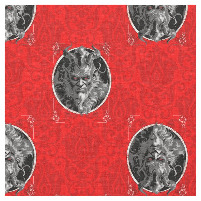 Tissu damas rouge de noël funeste krampus (Fermer)