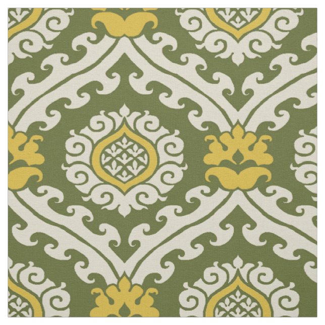 Tissu Damas vert et jaune du XVe siècle (Échantillon)