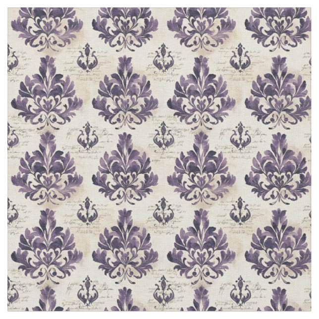 Tissu Damas violet sur papier manuscrit (Fermer)