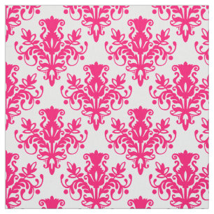 Tissu Damask 02 Motif - Neon Red on White