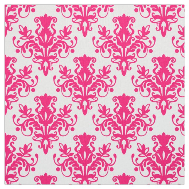 Tissu Damask 02 Motif - Neon Red sur blanc (Échantillon)