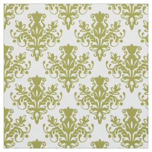 Tissu Damask 02 Motif - Olive on White