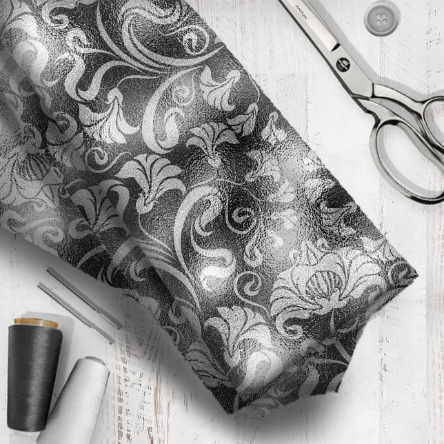 Tissu Damask Floral Shimmer Silver Grey ID461 (Créateur téléchargé)