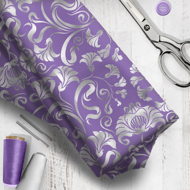 Tissu Damask Floral Shimmer Silver N'importe quel Arrièr (Créateur téléchargé)