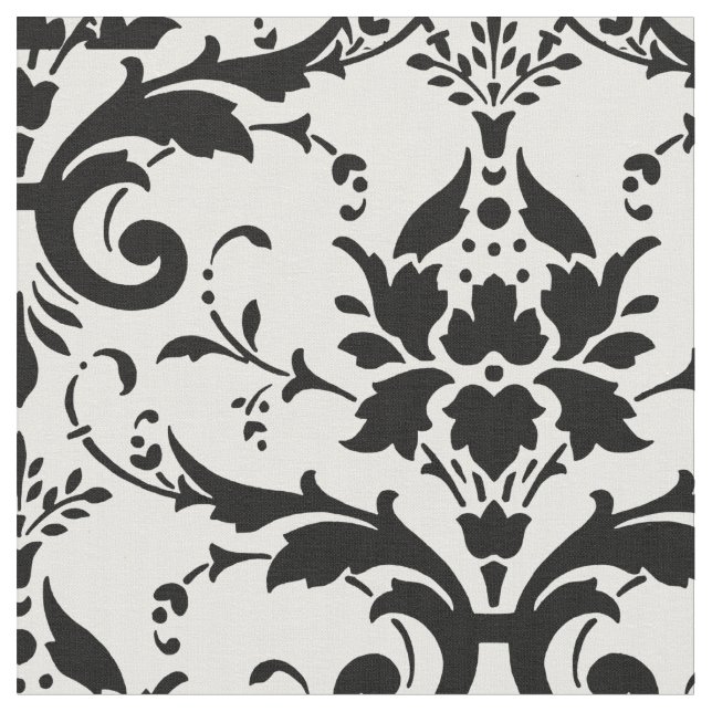 Tissu Damask Ornate Black and White Design (Fermer)