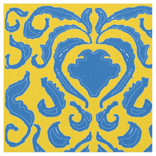 Tissu Damask Ukraine Énergification jaune de la liberté  (Fermer)