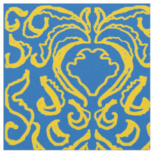 Tissu Damask Ukraine Liberté Bleu Energier Jaune