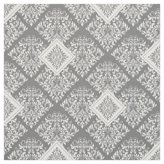 tissu damassé baroque blanc (Échantillon)