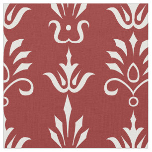 tissu damassé blanc rouge élégant