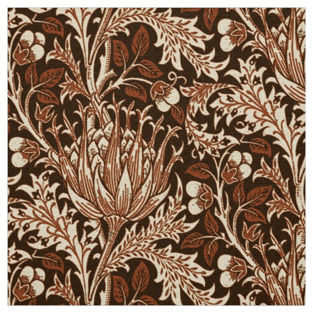 Tissu Damassé, brun et beige de William Morris (Échantillon)
