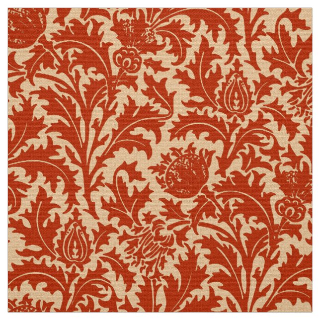 Tissu Damassé de chardon de William Morris, mandarine (Échantillon)