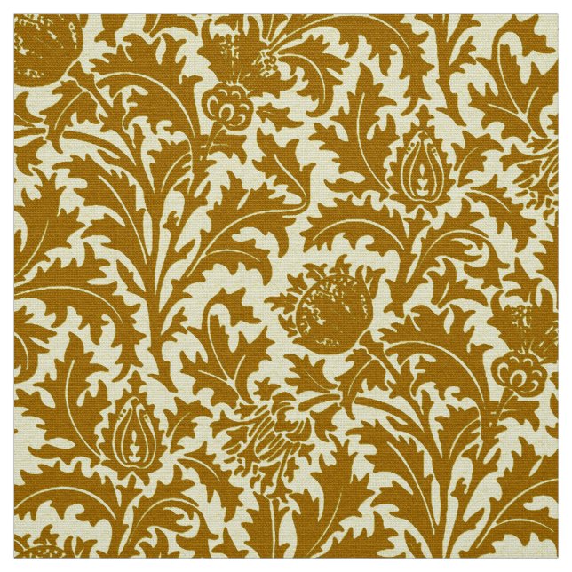 Tissu Damassé de chardon de William Morris, or de (Échantillon)