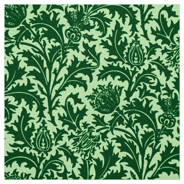 Tissu Damassé de chardon de William Morris, vert vert (Échantillon)