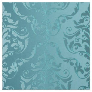 Tissu Damassé de cru de vert bleu de turquoise