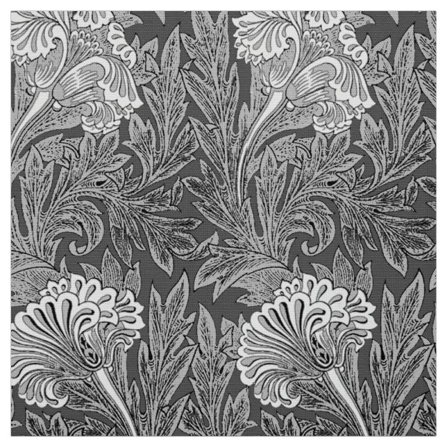 Tissu Damassé de fleur, gris Jacobean/gris et blanc (Échantillon)