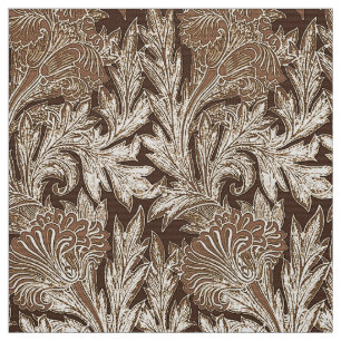 Tissu Damassé de fleur, Taupe Tan et crème Jacobean