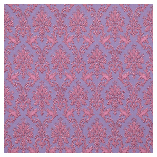 Tissu Damassé de rose et de lavande (Échantillon)