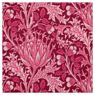 Tissu Damassé de William Morris, rose de fuchsia
