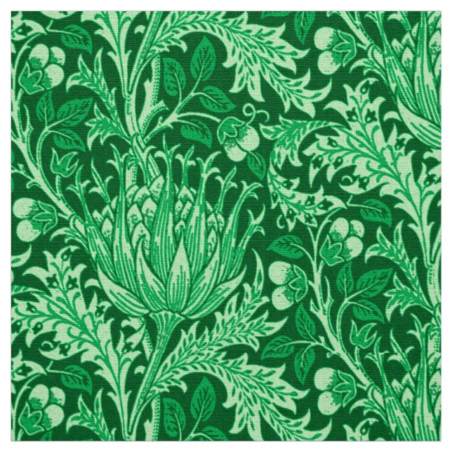 Tissu Damassé de William Morris, vert vert (Échantillon)