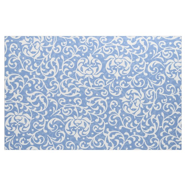 Tissu Damassé florale bleu-clair et blanche élégante (Fat Quarter)