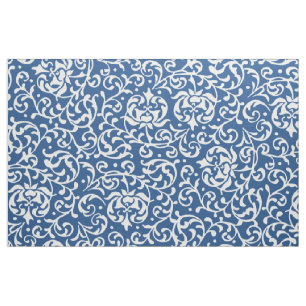 Tissu Damassé florale bleue et blanche de la Renaissance
