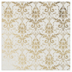Tissu Damassé florale de faux d'antiquité blanche