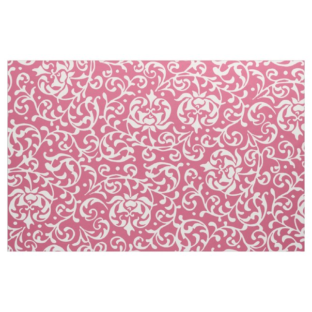 Tissu Damassé florale rose et blanche de la Renaissance (Fat Quarter)