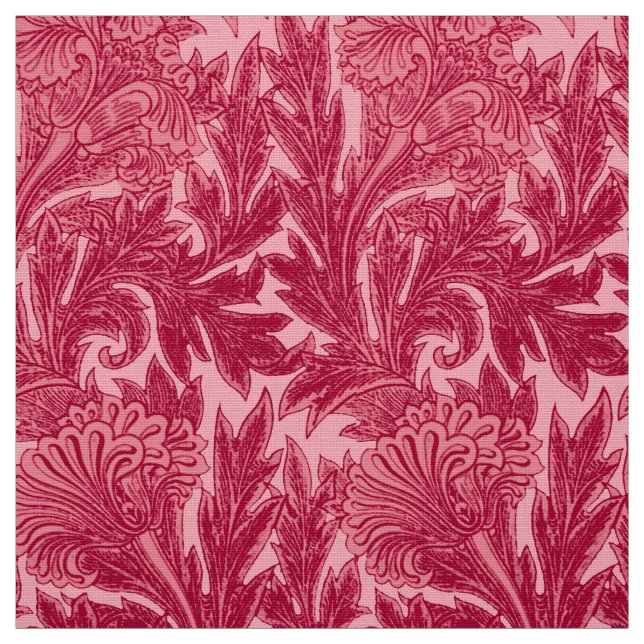 Tissu Damassé Jacobean de fleur, fuchsia et rose-clair (Échantillon)