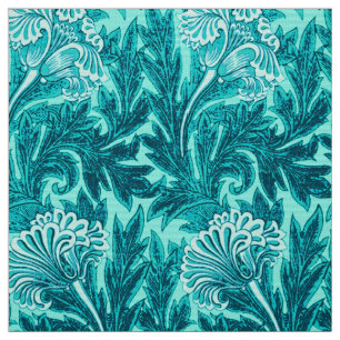 Tissu Damassé Jacobean de fleur, turquoise et bleu