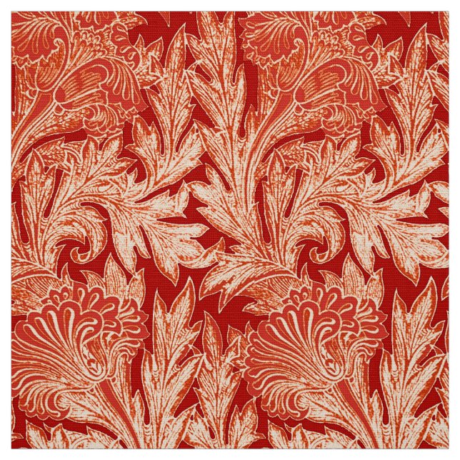 Tissu Damassé, mandarine et orange-clair Jacobean de (Échantillon)
