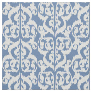 Tissu Damassé maure d'Ikat - bleu et blanc de ciel