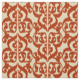Tissu Damassé maure d'Ikat - mandarine