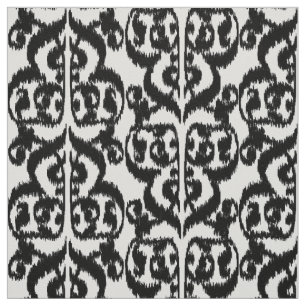 Tissu Damassé maure d'Ikat - noire et blanche