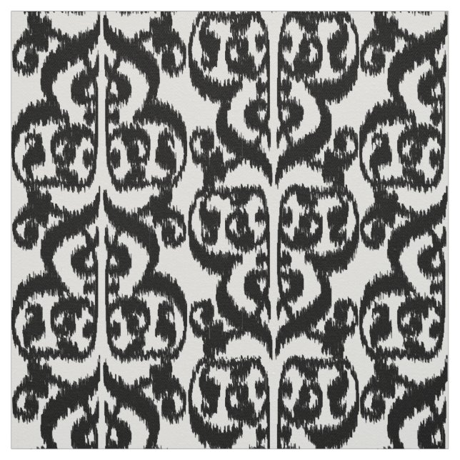 Tissu Damassé maure d'Ikat - noire et blanche (Échantillon)