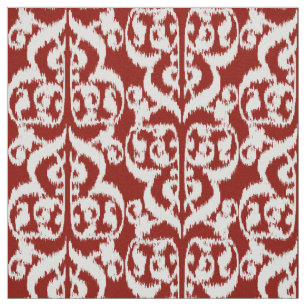 Tissu Damassé maure d'Ikat - rouge foncé et blanche