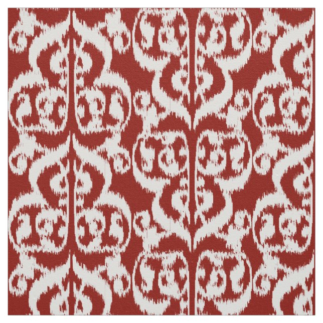 Tissu Damassé maure d'Ikat - rouge foncé et blanche (Échantillon)