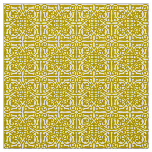 Tissu Damassé médiévale Fleur-De-lis, or de moutarde