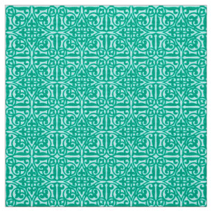 Tissu Damassé médiévale Fleur-De-lis, turquoise et aq