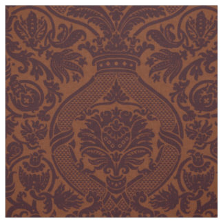 Tissu Damassé Renaissance - Bourgogne sur Brun Épice