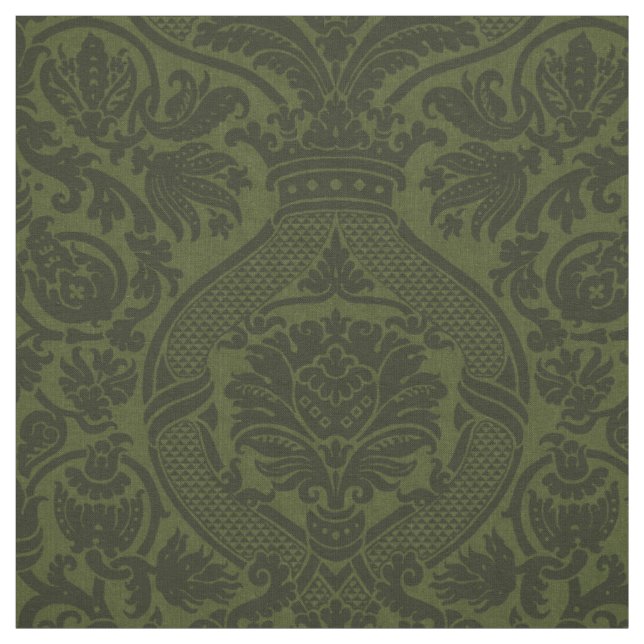 Tissu Damassé Renaissance - Vert foncé (Échantillon)