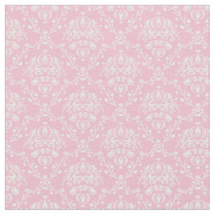 Tissu Damassé rose et blanche