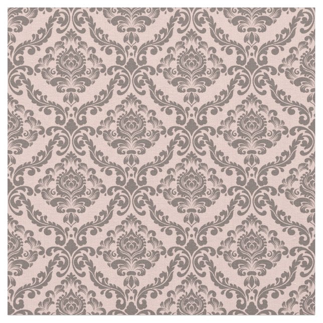 Tissu Damassé rose et cacao (Fermer)