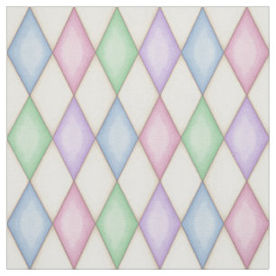 Tissu Damier de diamant arlequin coloré (petite échelle)