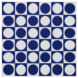 Tissu Damier de la moitié du siècle - marine et blanc