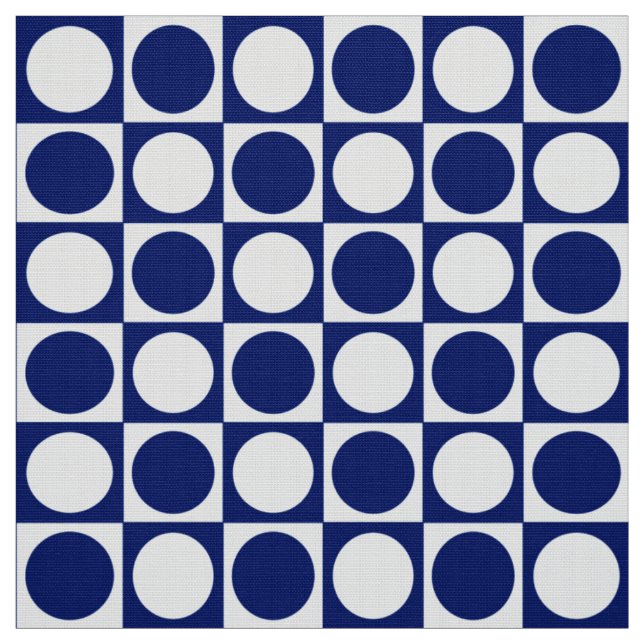 Tissu Damier de la moitié du siècle - marine et blanc (Échantillon)