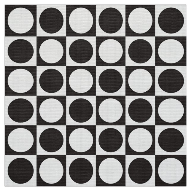 Tissu Damier de la moitié du siècle - noir et blanc (Échantillon)