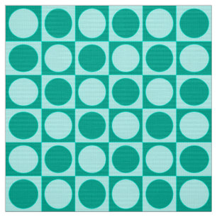 Tissu Damier de la moitié du siècle - turquoise et aqu