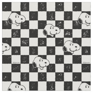Tissu Damier Snoopy noir et blanc