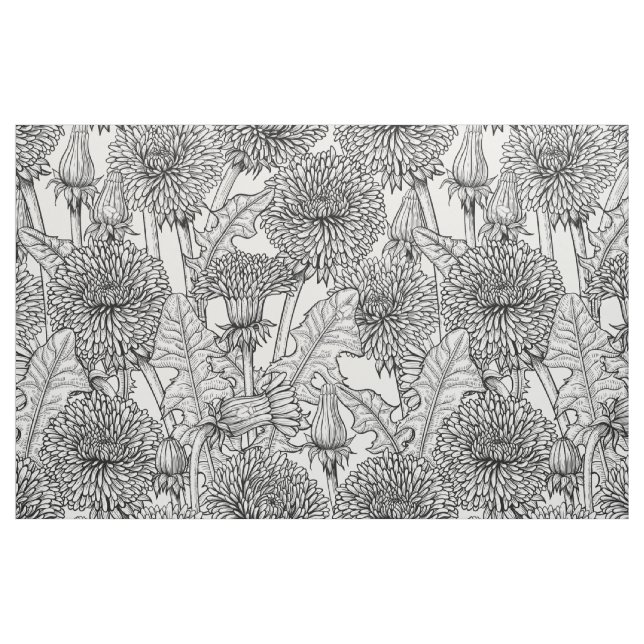 Tissu Dandelions, noir et blanc (Fat Quarter)